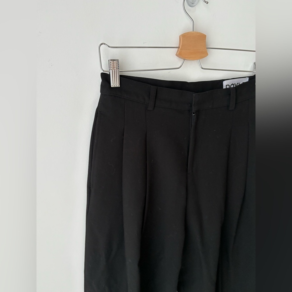 DOVLE Black Pleated Trousers High Rise Cropped Wide Leg Minimalist S - Picture 5 of 9